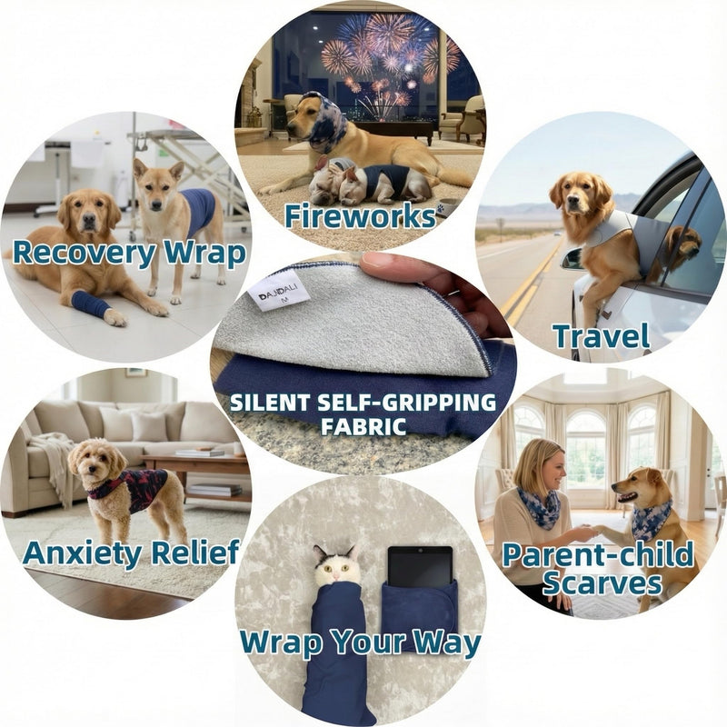 DAJIDALI® Dog & Cat Anxiety Vest & Spay Recovery Suit – Silent Adjustable Calming Wrap for Surgery & Thunderstorms – 2-Piece Cone & Recovery Onesie Alternative Tie-Dye HH M