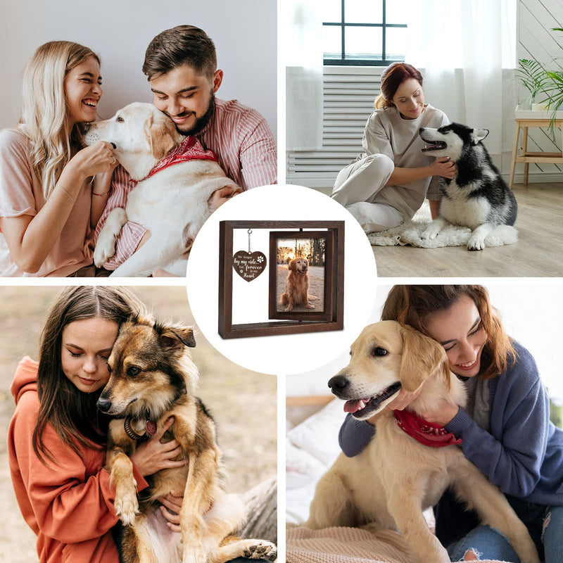 Pet Memorial Gifts for Dogs Cats - Rotating Wooden Picture Frame for 4x6 Photo - Dog Memorial Gifts for Loss of Dog - Loss of Dog Sympathy Gift - Dog Bereavement Remembrance Picture Frame - PawsPlanet Australia