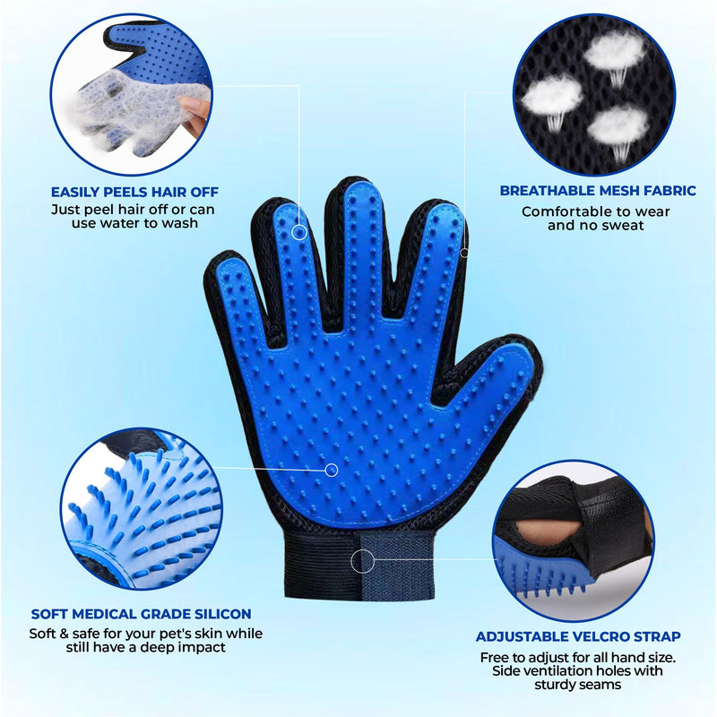 Pet Grooming Set with Dog Washing Gloves for Bathing and Silicone Dog Toothbrush, Pet Grooming Gloves for Dogs, Cats and Horses with 185 Tips Suitable for Hands Sized Medium & Large (PG Set 2) - PawsPlanet Australia