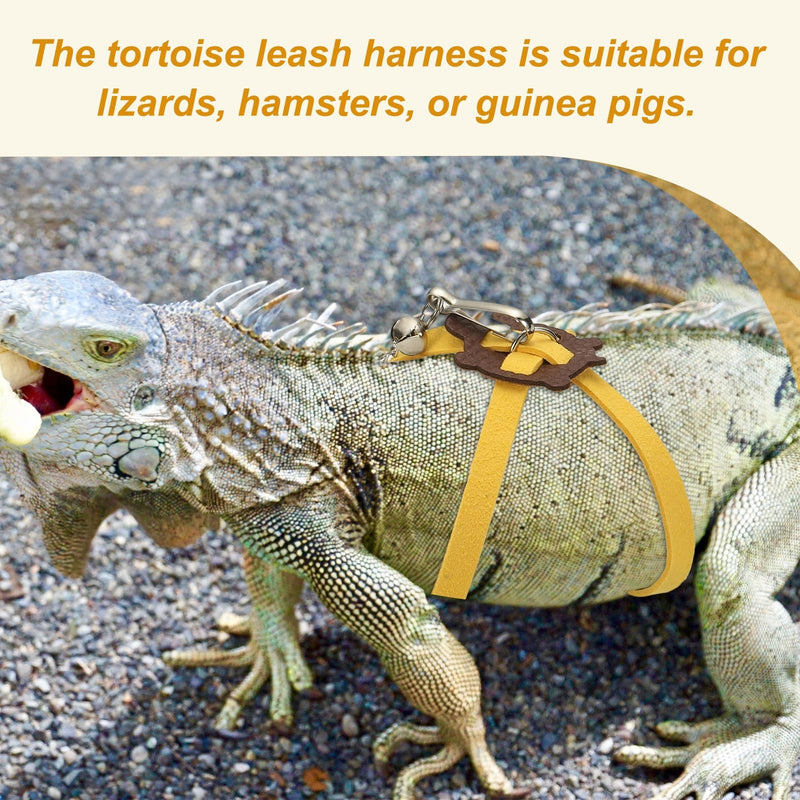 Tortoise Leash Harness, Adjustable Turtle Harness Chest Collar Pet Tortoise Walking Rope with Bell, (Leather, Small, Yellow), for Bearded Hamster Small Pets Outdoor - PawsPlanet Australia