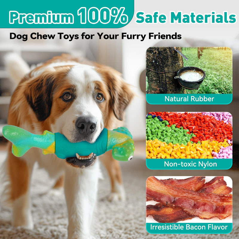 Dog Toys for Aggressive Chewers, Interactive Dog Chew Toys for Large Dogs, Indestructible Squeaky Dog Toys to Keep Them Busy, Tough Dog Toys for Medium/Large Breed Dogs (Green) Green Hammerhead Shark - PawsPlanet Australia