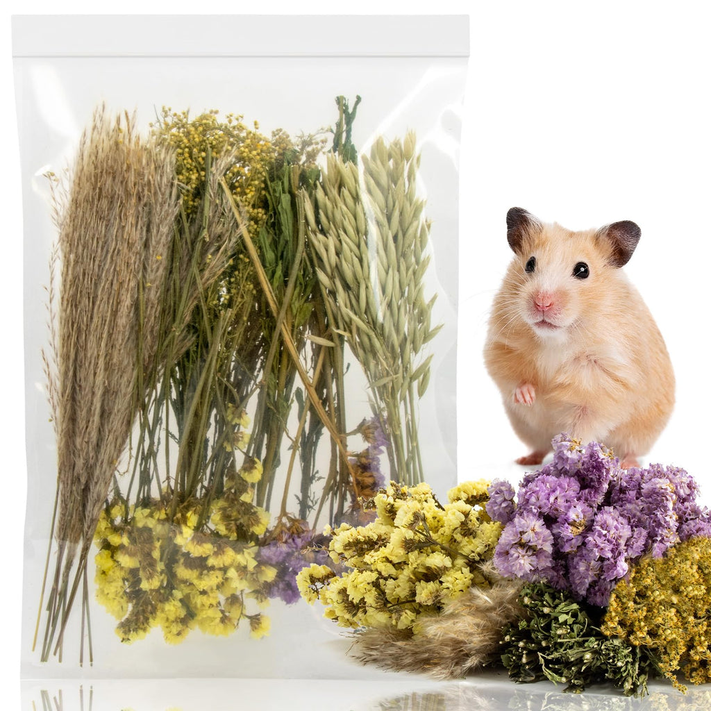 Sukh Herb Bedding Habitat Decor - Natural Flower Habitat Decor Natural Hamster Bedding Mate Natural Hamster Sprays Hamster Cage Decor for Guinea Pig,Dwarf Hamster,Golden Bears Or Other Small Pets