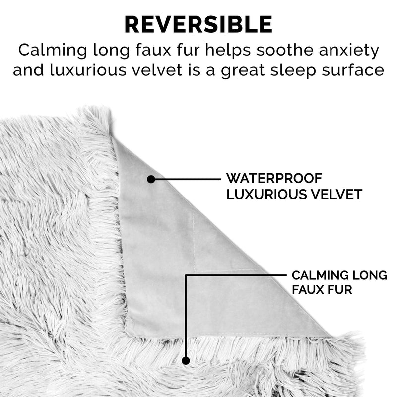 Furhaven Waterproof Throw Blanket for Dogs & Indoor Cats, Washable - Shaggy Plush Calming Long Faux Fur & Velvet Dog Blanket - Mist Gray, Extra Large/XL Plush Modern Home Decor Extra Large - 60" x 50" (Long Faux Fur) Mist Gray - PawsPlanet Australia