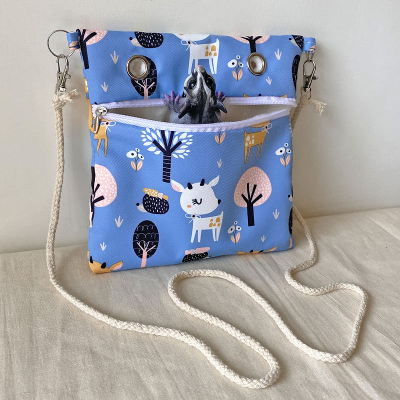 Faux Rabbit Fur Sugar Glider Bonding Carry Pouch Portable Small Animal Carrier Bag Small Animal Bonding Crossbody Strap for Hamster Rat Gerbil with Vent (Blue) Blue - PawsPlanet Australia