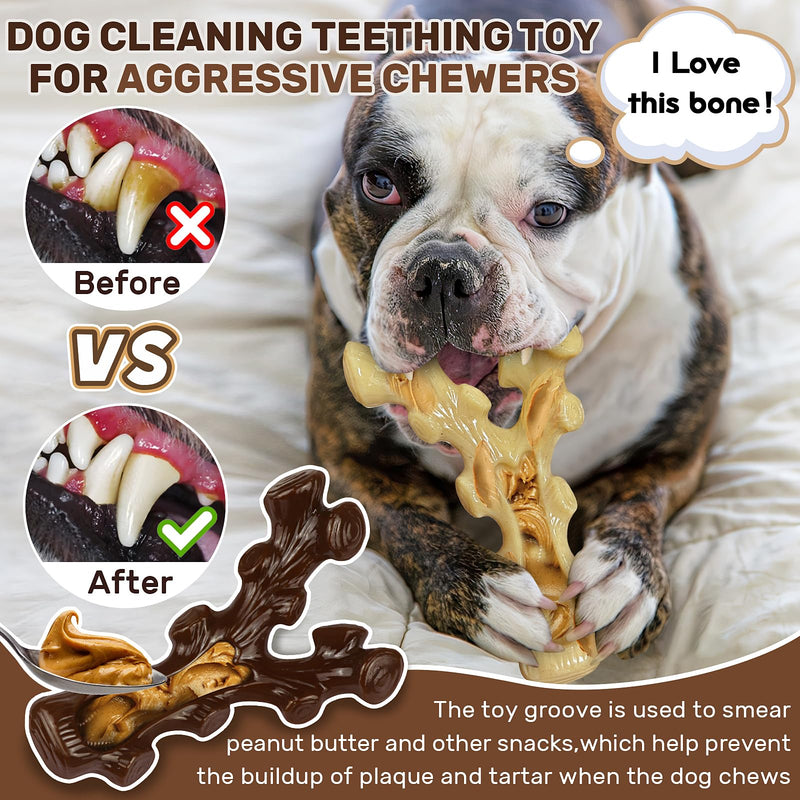 2 Pack Dog Chew Toys for Aggressive Chewers,Boredom and Stimulating Best DogToys for Medium/Large Breed,Tough Durable Almost Indestructible Dog Bones for Teeth Cleaning and Training - PawsPlanet Australia