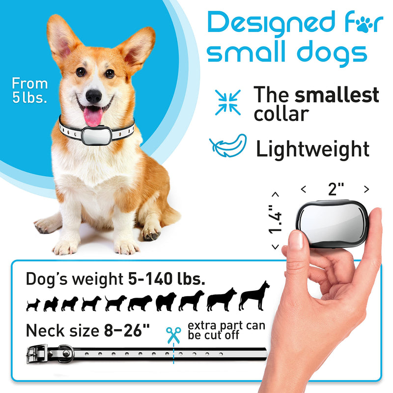 Extra Small Size Dog Training Collar with Remote for Small Dogs 5-15lbs and Puppies with Shock - Waterproof & 1000 Ft Range White