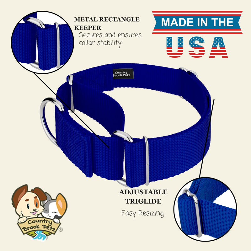 Country Brook Petz - HossFit Jr Wide Martingale Dog Collar - Training Collar with No Buckle - Service Dog Collar for All Pups - Vibrant, Colorful Collection (Royal Blue, Large) Royal Blue Large (Pack of 1) - PawsPlanet Australia