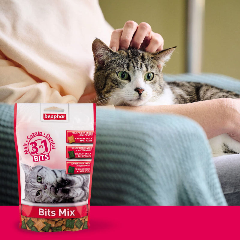 Beaphar Bits Mix - For Cats - 3 in 1 - Malt - Catnip - Dental - Cat Snacks - Pack of 2 (1 x 150 g) 150 g (pack of 2)