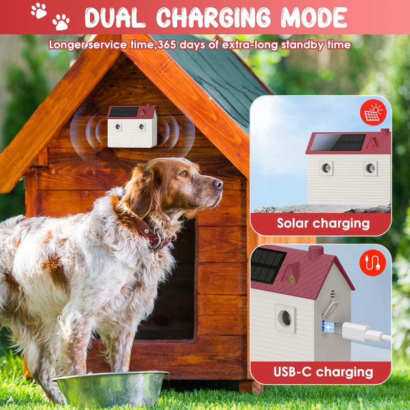 Dog Bark Deterrent Devices: Ultrasonic Anti Barking Device for Dogs with 3 Training Modes 50 FT | Solar Dog Barking Deterrent Devices | Stop Barking Dog Device for Indoor (Red) Red