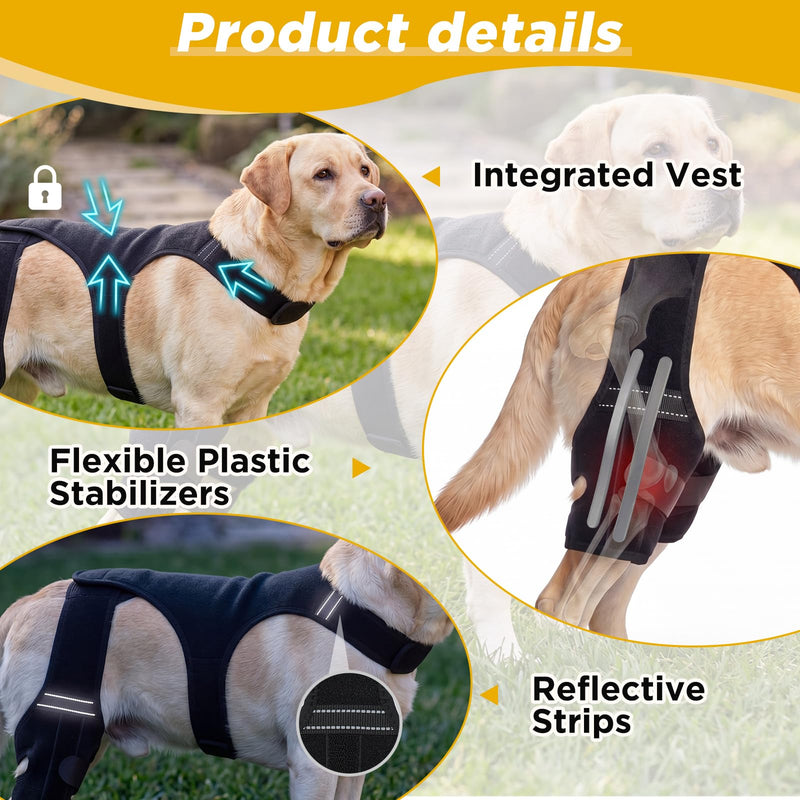 Aliceset Dog Hind Leg Knee Pads, Torn Acl Hind Leg Breathable and Adjustable Support Sleeves, Fit Snugly and Securely, Providing Secure Comfortable Support, Suitable for Everyday Wear(L) L