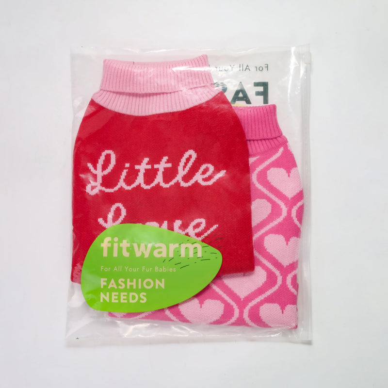 2 Pack Little Love and Sweet Hearts Turtleneck Dog Sweater, Dog Valentines Outfit, Thermal Dog Clothes for Small Dogs Girl, Pet Cat Winter Outfit, Red, Pink, Small - PawsPlanet Australia