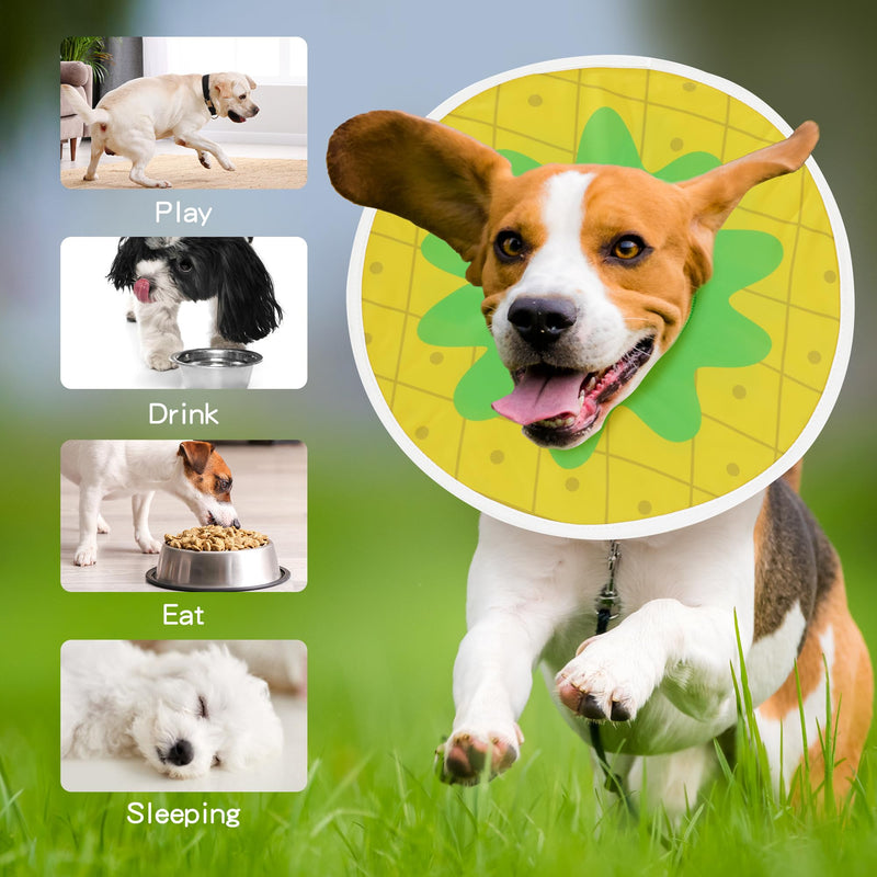 MABOZOO Waterproof Dog Cone, Adjustable Dog Cat Pet Cone Collar Recovery Collar for Dogs and Cats After Surgery, Lightweight Protective Collar E-Collar to Stop Licking (Pineapple, M) Pineapple Medium - PawsPlanet Australia