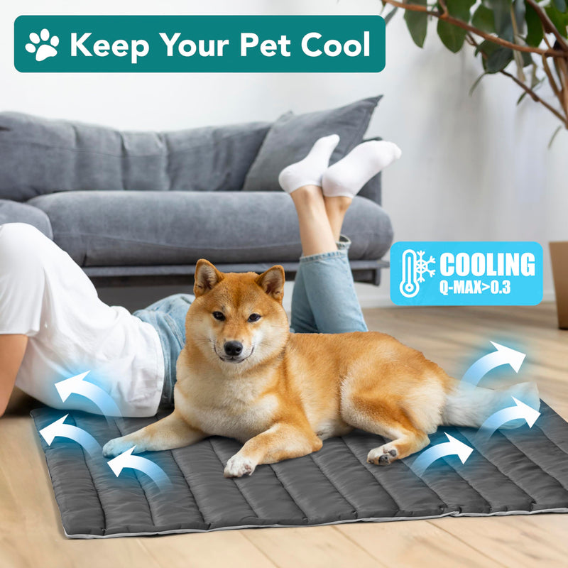 PetAmi Cooling Mat for Dog, Premium Pet Cooling Blanket for Crate Kennel, Indoor Cat Cool Sleeping Pad, Q-MAX Cold Sofa Couch Cover for Summer, Gray/Light Grey, Small (24x32) Small (24x32) - PawsPlanet Australia