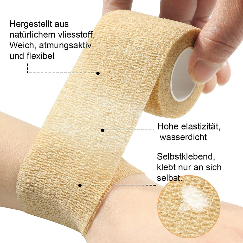16 Rolls of Self-Adhesive Cohesive Bandage, Adhesive Bandage, Fixing Bandage, Elastic Bandage, Plaster Bandage for Fingers, Hands, Toes and Feet, 5cm x 4.5m (Blue) Blue