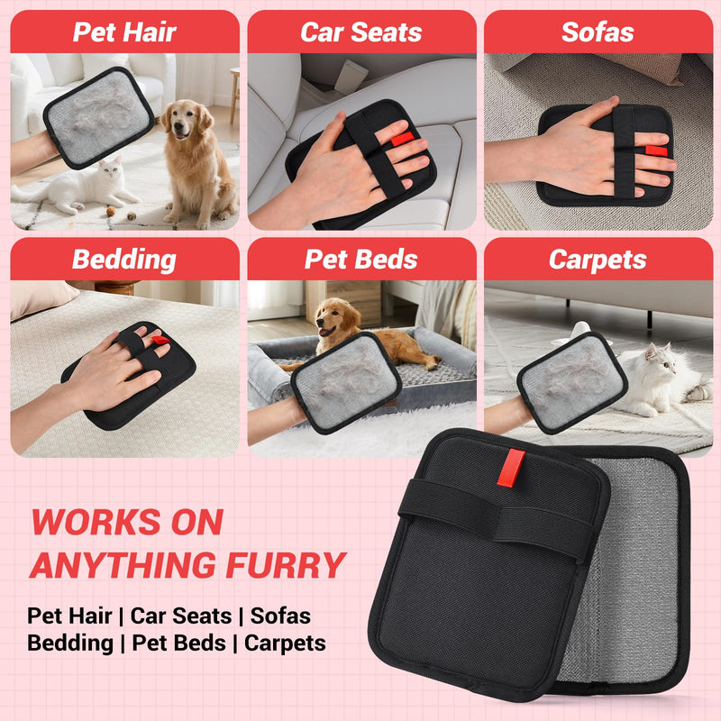 2 PCS Electrostatic Pet Hair Removal Glove, Upgraded Reusable Grooming Gloves for Dogs & Cats, Efficient Fur Remover for Couch, Car Seat, Furniture, Carpet, Animal Fur Removal Tool - PawsPlanet Australia