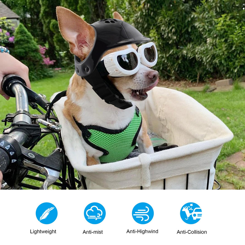 Dog Helmets for Small Dogs with Ear Holes, Hard Safety Pet Dog Hat for Puppy, Windproof Doggies Motorcycle Helmets for Outdoor Riding Hiking Cycling (Black, Small) - PawsPlanet Australia