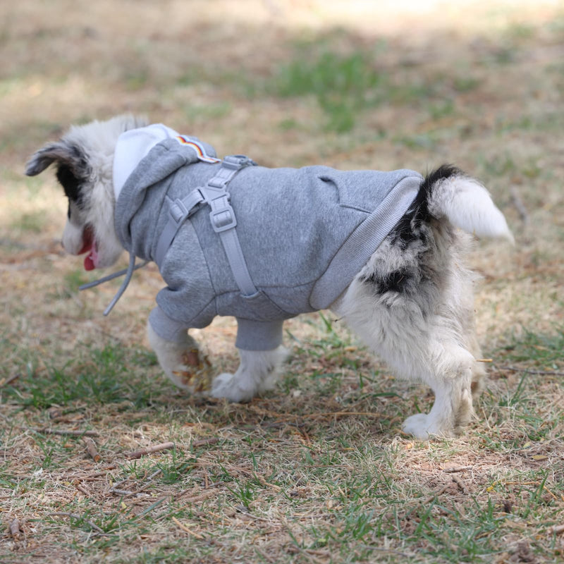 Dog Hoodies with Hurns Built in, Dog Sweatshirt for Small, Medium, and Large Dogs, Warm Sweaters for French Bulldogs, Pitbull, Puppy, Winter Jacket Alternative - Light Grey - 2XL - PawsPlanet Australia