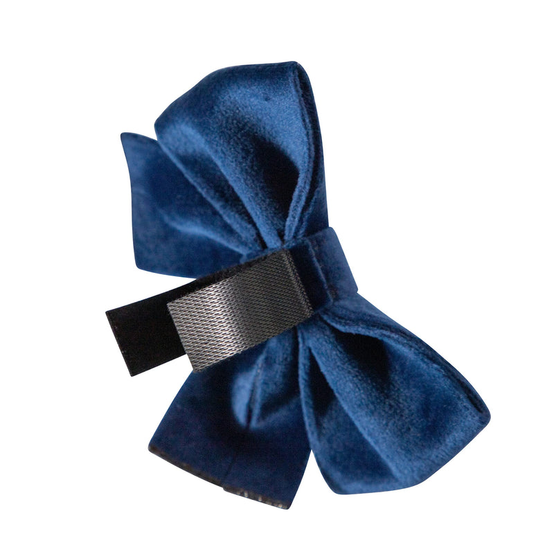 Royal Blue Velvet Dog Adjustable Collar Bowtie – Luxury Velvet Collar with Detachable Bow Tie and Gold Safety Buckle for Dog or Puppy (Extra Small) Extra Small