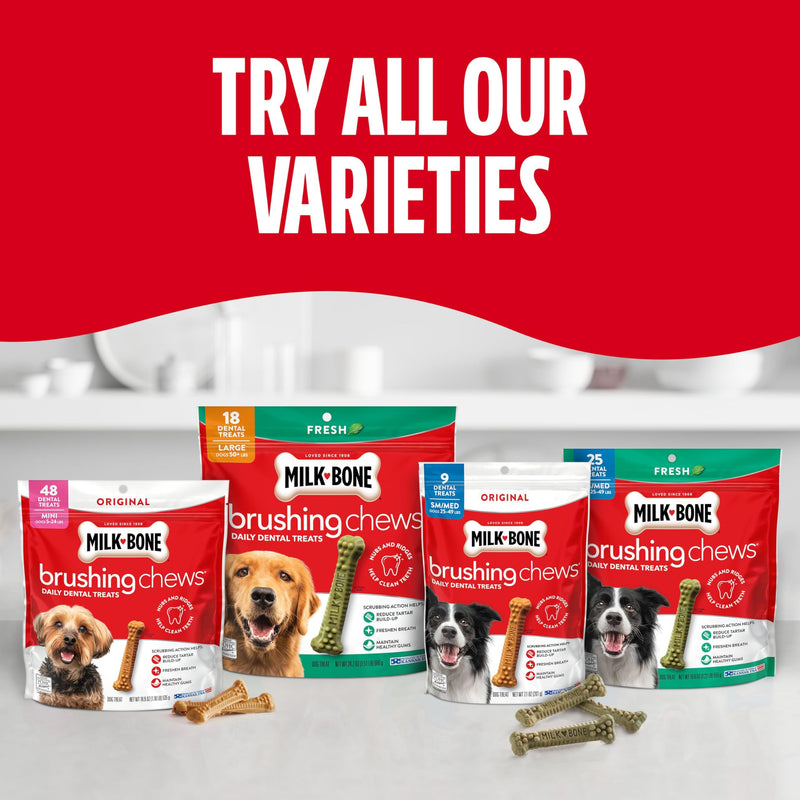 Milk-Bone Brushing Chews Original Chicken Flavor Daily Dental Dog Treats, Large, 8.1 Oz. Bag (Pack of 5) 0.51 Pound (Pack of 5) - PawsPlanet Australia