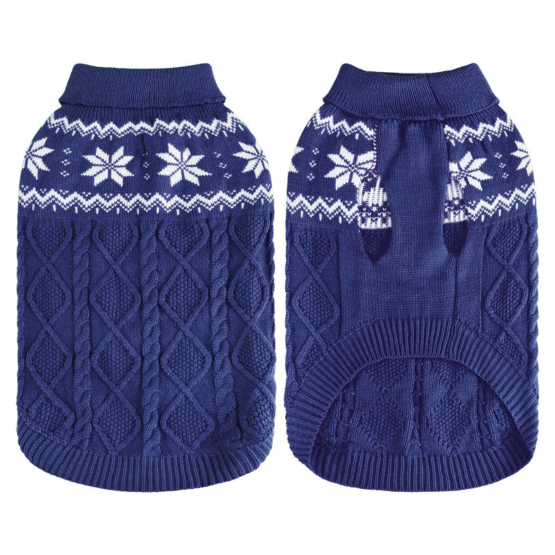 SCIROKKO Warm Winter Dog Sweater - Cold Weather Pet Clothes for Small Medium Large Dogs Indoor Outdoor, Soft Classic Knit Puppy Apparel L Blue - PawsPlanet Australia