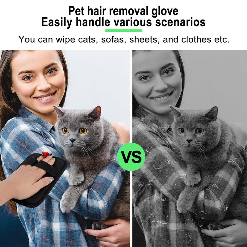 Pet Hair Removal Glove, Magic Brush Pet Hair, Cat Comb, Washable Reusable Dogs Cats Hair Gloves for Furniture, Bed, Sheets, Couch, Clothes, Carpet, Car Seat, Pet Grooming, Curtain (2PCS) 2PCS - PawsPlanet Australia
