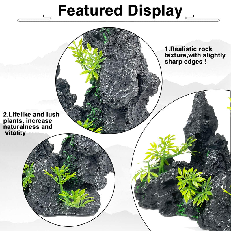 Aquarium Mountain View Stone Ornament - Aquarium Small Rock Decor Cave for Fish Tank,Aquarium Decorations Small,Small Aquarium Decoration for Fish Tank - 7.3 Inches High - PawsPlanet Australia