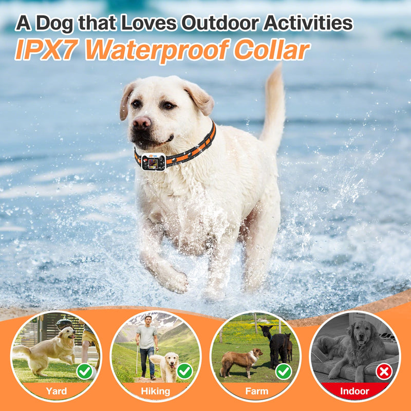 GPS Dog Collar Fence Orange- 3 Modes,GPS Dogs Fence 65-6560FT Wireless Boundary, 122H Rechargeable Battery,Waterproof for Lawns, Farms, Beaches & Walks.