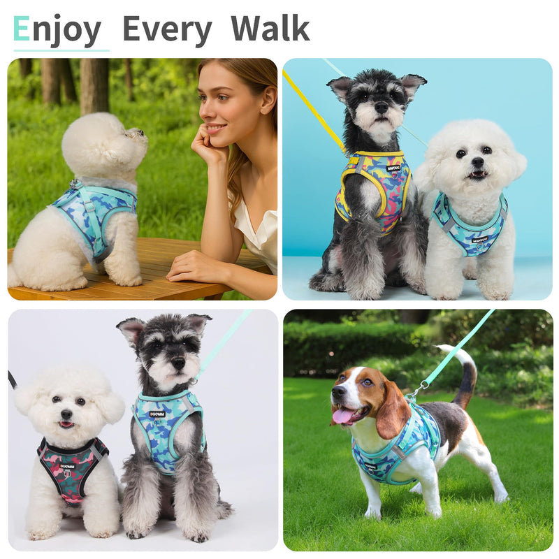 Step in Dog Harness with Leash Set, Adjustable Soft Padded and Breathable Mesh for Small Sized Dog, Reflective No Pull No Choke Cat Vest Harness, Easy Control Pet Vest, Teal S - PawsPlanet Australia