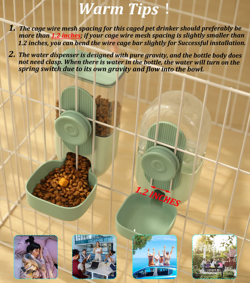 35oz Hanging Automatic Pet Food Water Dispenser, Auto Gravity Pet Feeder and Waterer Set, Cage Cat Food Bowl Dog Feeding Station for Puppy and Kitten Rabbit Chinchilla Hedgehog Ferret (Green) Green Waterer and Feeder C - PawsPlanet Australia