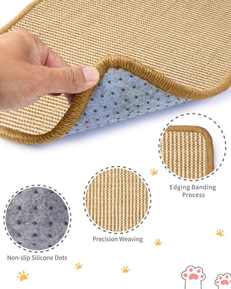 JanYoo 2 Pieces Bunny Scratch Pads, Sisal Rabbit Scratching Pad Bunny Scratcher Mat Guinea Pig Resting Mats for Cages, Small Animal Claws and Teeth Care Bedding Accessories(15.7x11.8in, Beige) 3-Beige - PawsPlanet Australia