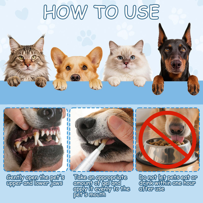 6-pack of dental care pens for dogs, pet toothbrush pens, pet oral repair gel pens, toothbrush pens for dogs, easy to use, removes plaque and freshens breath