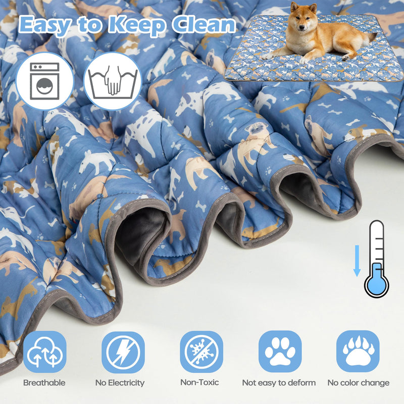 Dog Cooling Mat,Cat Self Cool Ice Pad,Lightweight Pet Cooling Pads Blanket Bed Cover,Puppies Summer Cool Tech Fabric,Washable Dog Sleeping Mat for Home & Outdoor,Keep Cool for Pets L(40*60In) Blue-Dog - PawsPlanet Australia