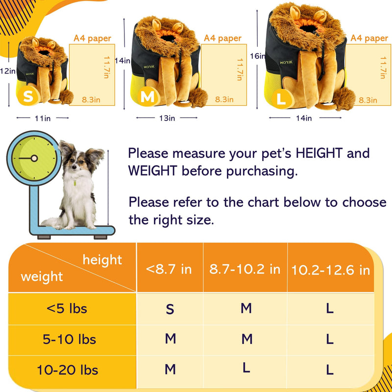 MORIK Lion's Den: Pet Backpack Carrier for Small Dogs and Cats Under 20 lbs. with Good Ventilation, Washable Mat, and Safety Strap, Ideal for Travel, Hiking, and Everyday Adventures (Large) Large - PawsPlanet Australia