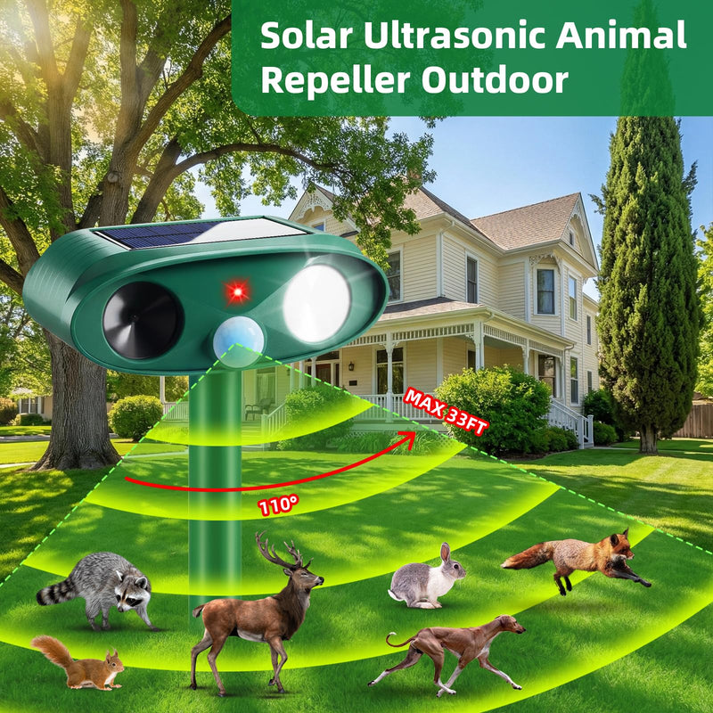2026 Solar Ultrasonic Animal Repellent Outdoor Cat Deterrent Deer Repellent Devices Dog Repeller with Motion Sensor & Strobe Light & Usb Charging Deterrent Rabbit Squirrel Skunk Racoon for Yard Garden 2 Acrylonitrile Butadiene Styrene (ABS) - PawsPlanet Australia