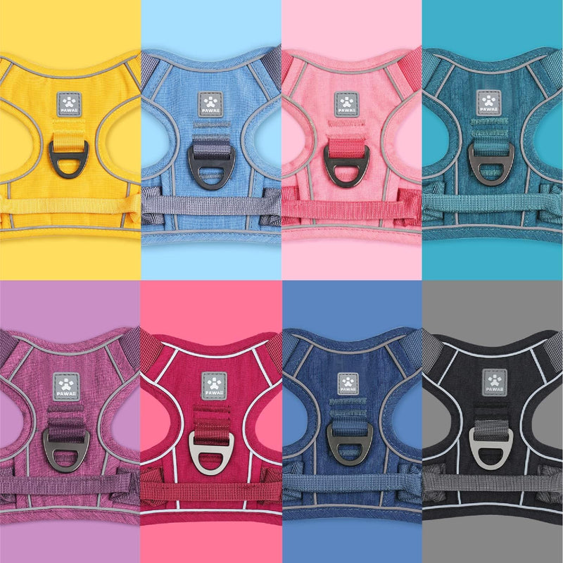 Pawaii No Pull Dog Harness with Pet ID Tag,Reflective Strips No Choke Front O Ring Breathable Mesh Adjustable Soft Padded Pet Vest with Easy Control Handle for Small Dogs XS(Bigger than Normal(Chest: 12"-17")) Denim Blue - PawsPlanet Australia
