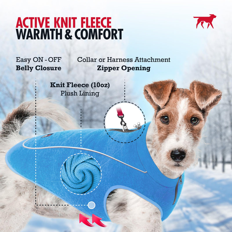 Insulated Fleece Sweater for Dogs | Lightweight Warm Dog Vest | Zipper Port for Harness | Cold Weather Winter Jacket | Rain Snow Repellant Coat | Adjustable for Small Medium Large Male Dogs (Blue/L) Heather Blue - PawsPlanet Australia