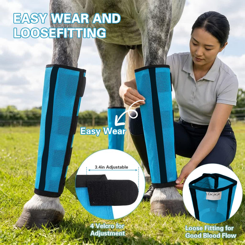 Fly Boots for Horses Set of 4, Breathable Mesh Leg Wraps for Insect Protection, Reduce-Stomping Adjustable Equine Leg Wraps & Socks