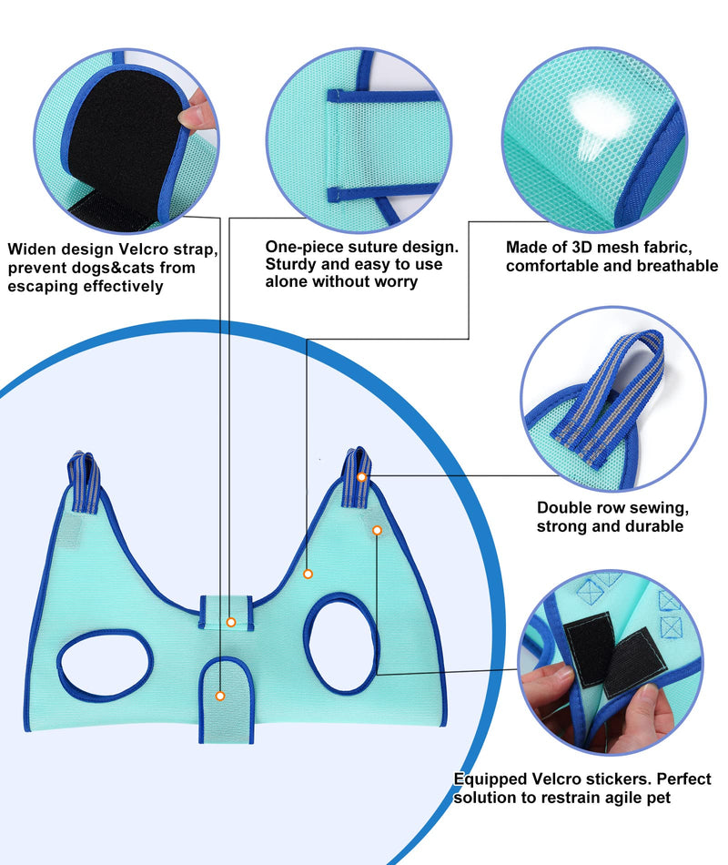 Kkiimatt XX-Large Dog Grooming Hammock, 2023 New Edition - Hanging Clipping Harness Holder for Nail Clipping and Trimming, Wide Strap Dog Grooming Sling for Claw Care XX-Large 65 LB Max/Turquoise