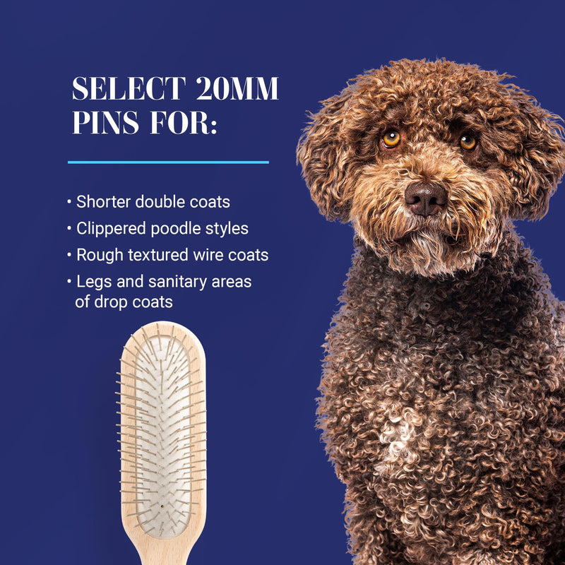 Chris Christensen 27 mm Oblong Pin Dog Brush, Original Series, Groom Like a Professional, Stainless Steel Pins, Lightweight Beech Wood Body, Ground and Polished Tips Brown 27mm