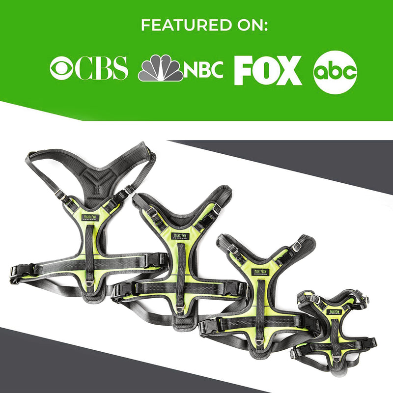 Mighty Paw Sport Harness 2.0 - Padded Canine Accessory - Adjustable Neck and Chest Straps - Enhanced Visibility with Reflective Stitching - Dog Body Harness - Neoprene Dog Harness - Medium - Green - PawsPlanet Australia