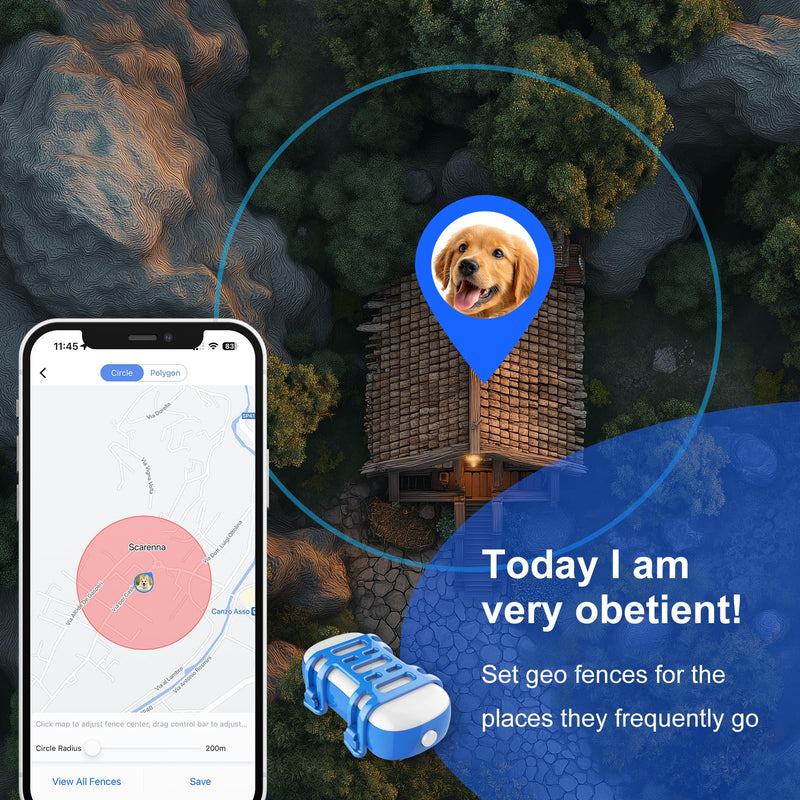 wanwanytech GPS Tracker for Dogs Cats, Pet GPS Location Tracker with Geo-Fence and Lighting Flash&Audible Alarm，Anti Lost No Distance Limited Dog GPS Collar Fit Most Pet Collars, Subscription Needed - PawsPlanet Australia