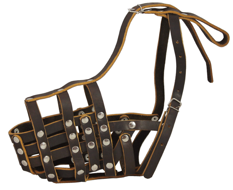 Secure Genuine Leather Mesh Dog Basket Muzzle - Doberman Male, (Circumference 14", Snout Length 3.5")