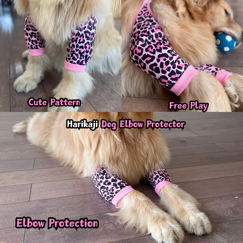 Dog Elbow Protector, Elbow Sleeves with Mesh Pad for Medium Large Dogs Prevent Licking Wound(Pink Leopard,XL) XL-Length 11'' Knee Girth <9.4'' Pink Leopard