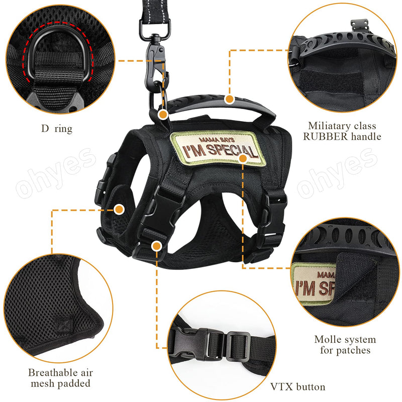 Tactical Cat Harness and Leash for Walking,Escape Proof Soft Adjustable Pet Vest Harness for Large Cat,Breathable Mesh Small Dog Black - PawsPlanet Australia