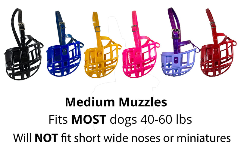Plastic Dog Muzzle with Adjustable Plastic Coated Nylon Headstall - Made in The USA - (Medium, Purple) Medium - PawsPlanet Australia