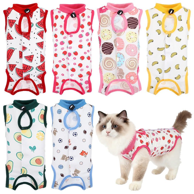 6 Pack Recovery Suit for Cats, Breathable Female and Male Onesie Cat Recovery Suit E Collar Alternative Pajama for After Surgery Spay Abdominal Skin Anti Licking(Medium)