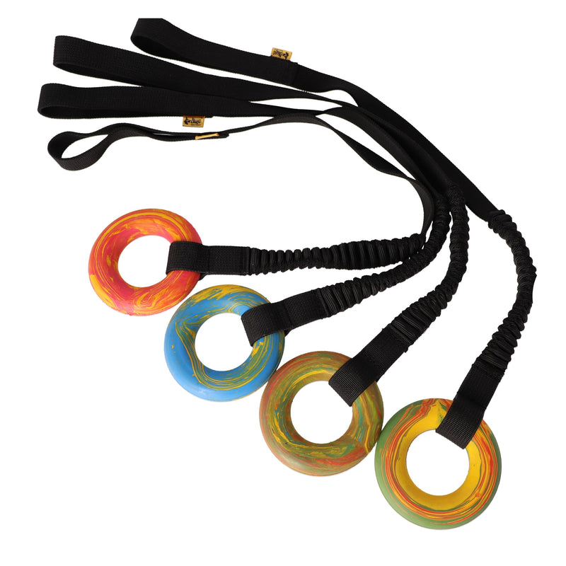 Dingo natural rubber puller for dog tug toy ring with bungee strong shock tugger, long toy for dog training, agility sport, tug of war, handle 24-28in random color 15674 24-28" - PawsPlanet Australia