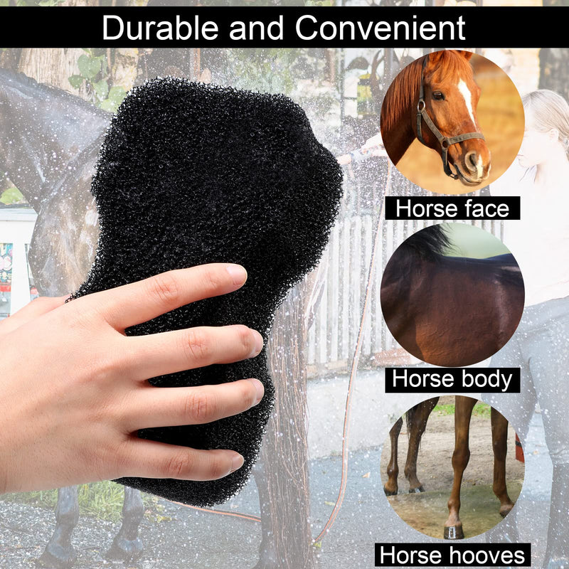 Eaasty 3 Pcs Horse Groomer Sponge Scrubber Massager Horse Grooming Brush Kit Supplies Large Soft Care for Cleaning Washing Bathing, Black, 4.33 x 7.87 x 2.56 Inch