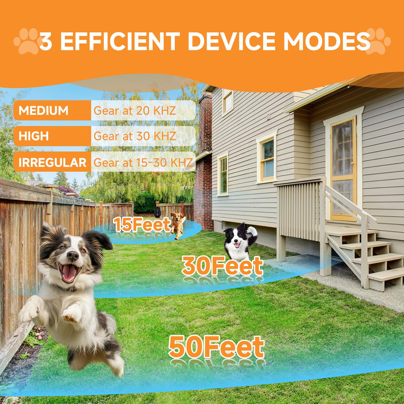 BOKKY 2 Pack Dog Bark Deterrent Devices in 3 Adjustable Modes Convertible Waterproof Anti Barking Silencer for Dog - Ideal for Outdoor and Indoor(Black) 2PACK-BLACK