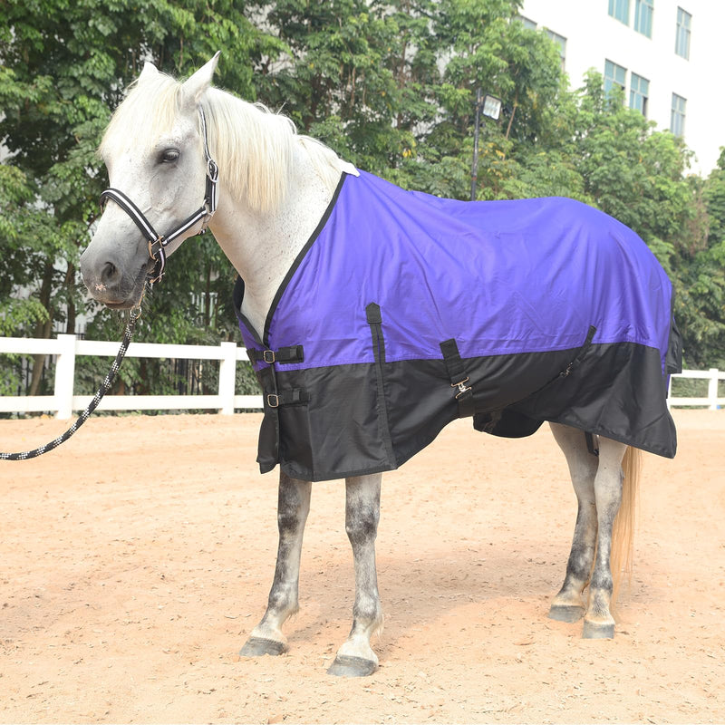 600 Denier Rip-Stop Horse Rain Sheet Lightweight Waterproof and Breathable Turnout Horse Blanket (No Fill) Violet/Black 72 72" - PawsPlanet Australia